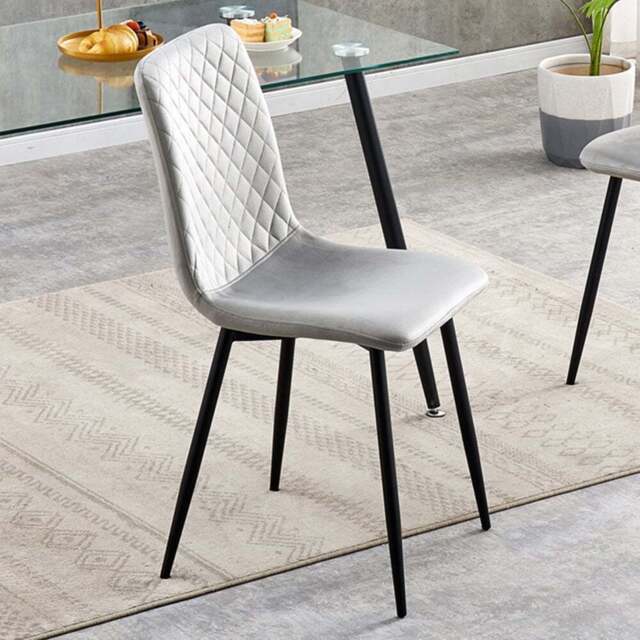Lexi Set of 4 Light Grey Velvet Fabric Dining Chairs - MCC - Wilko - image 1
