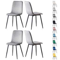 Lexi Set of 4 Light Grey Velvet Fabric Dining Chairs - MCC - Wilko - thumbnail 3