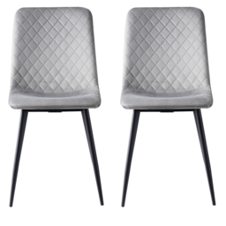 Lexi Set of 4 Light Grey Velvet Fabric Dining Chairs - MCC - Wilko - thumbnail 4
