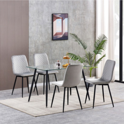 Lexi Set of 4 Light Grey Velvet Fabric Dining Chairs - MCC - Wilko - thumbnail 7