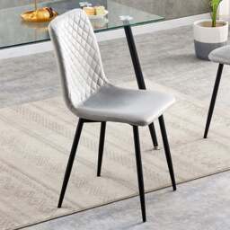 Lexi Set of 4 Light Grey Velvet Fabric Dining Chairs - MCC - Wilko