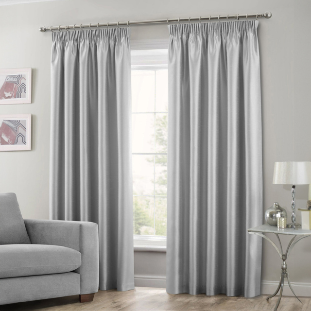 Intimates Faux Silk Silver Curtains 117 x 137cm - Size: W 117 x D 137cm - Wilko - image 1
