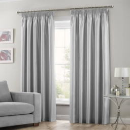Intimates Faux Silk Silver Curtains 117 x 137cm - Size: W 117 x D 137cm - Wilko