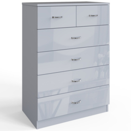 FWStyle Chilton 6 Drawer Grey Gloss Chest of Drawers - Wilko - thumbnail 3