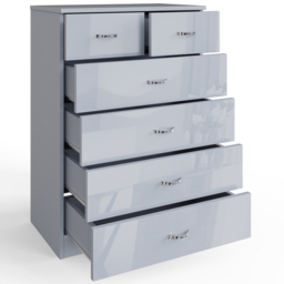 FWStyle Chilton 6 Drawer Grey Gloss Chest of Drawers - Wilko - thumbnail 4