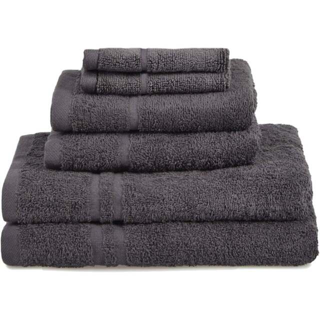 Allure Bath Fashions Hotel Essentials Supersoft Cotton Charcoal Grey Towel Bundle Set of 6 - Size: 70 x 120cm - Wilko - image 1