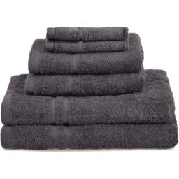 Allure Bath Fashions Hotel Essentials Supersoft Cotton Charcoal Grey Towel Bundle Set of 6 - Size: 70 x 120cm - Wilko