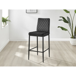 Furniturebox Modern Valera Black Velvet Bar Stool Set of 2 - Wilko - thumbnail 3