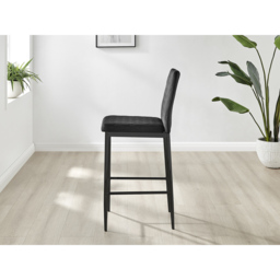 Furniturebox Modern Valera Black Velvet Bar Stool Set of 2 - Wilko - thumbnail 5