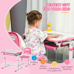 Playful Haven 2 Piece Kids Desk and Chair Set Pink - Size: 66 x 47 x 77cm - Wilko - thumbnail 5