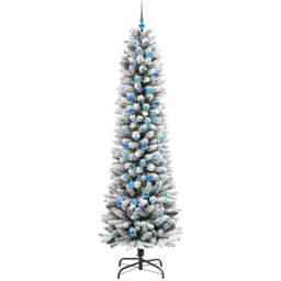 vidaXL Pre-Lit Warm White LED and Blue Baubles White Artificial Christmas Tree with Stand 7.8ft - Wilko - thumbnail 5