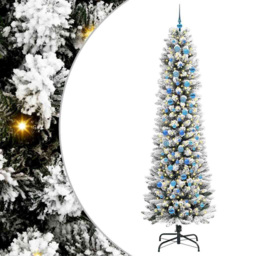 vidaXL Pre-Lit Warm White LED and Blue Baubles White Artificial Christmas Tree with Stand 7.8ft - Wilko - thumbnail 3