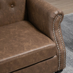 Portland Chesterfield Brown Tufted Wing Back Accent Chair - Size: Single - Wilko - thumbnail 7