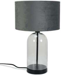 ValueLights Jessy Black and Grey Velvet Shade Glass LED Table Lamp - Size: 45 x 25 x 25cm - Wilko