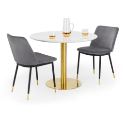 Julian Bowen Palermo 4 Seater Round Pedestal Table White Marble and Gold - Wilko - thumbnail 7