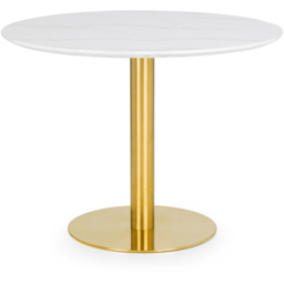 Julian Bowen Palermo 4 Seater Round Pedestal Table White Marble and Gold - Wilko - thumbnail 3