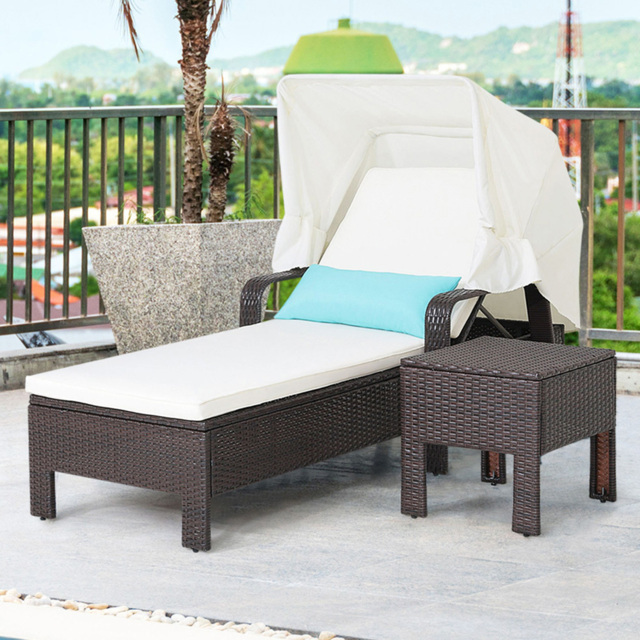 Costway Garden Chaise Lounge Chair with Side Table - Size: 2 Seater - Wilko - image 1
