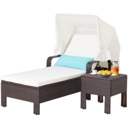 Costway Garden Chaise Lounge Chair with Side Table - Size: 2 Seater - Wilko - thumbnail 3