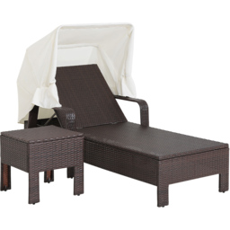 Costway Garden Chaise Lounge Chair with Side Table - Size: 2 Seater - Wilko - thumbnail 4