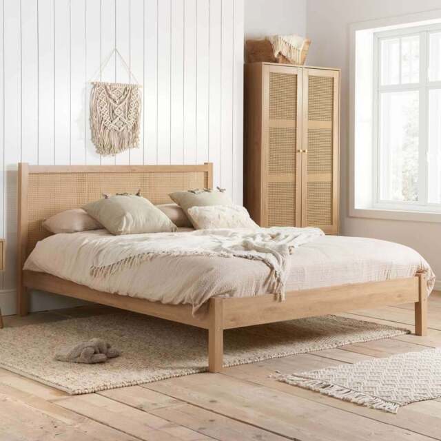 Croxley Double Oak Rattan Bed - Brown - Birlea - Wilko - image 1