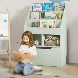 HOMCOM 3 Shelf Single Drawer Green Kids Bookcase - Wilko - thumbnail 1