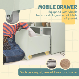 HOMCOM 3 Shelf Single Drawer Green Kids Bookcase - Wilko - thumbnail 7