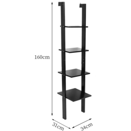 Living and Home 4 Tier Black Wooden Wall Ladder Shelf - Size: 4 Shelf - Wilko - thumbnail 7