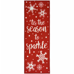 Melrose Season Sparkle Christmas Design Runner - Size: 150 x 57 x 0.8cm - Red - Wilko