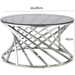 Comfy Living Silver Round Tinted Glass Coffee Table - Size: 43 x 80 x 80cm - Wilko - thumbnail 5