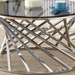 Comfy Living Silver Round Tinted Glass Coffee Table - Size: 43 x 80 x 80cm - Wilko - thumbnail 3