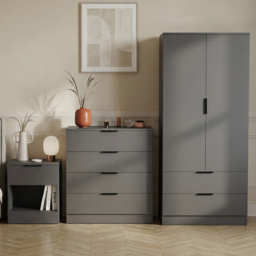 Vida Designs Trega Grey 3 Piece Bedroom Furniture Set - Size: 170 x 76 x 53cm - Wilko