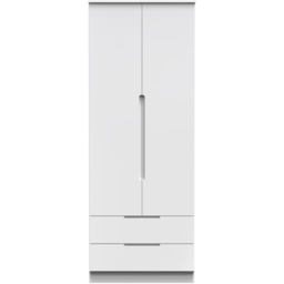 Crowndale Milan 2 Door 2 Drawer Gloss White Tall Double Wardrobe - Size: 2 Door, 2 Drawer - Wilko - thumbnail 3
