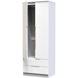 Crowndale Milan 2 Door 2 Drawer Gloss White Tall Double Wardrobe - Size: 2 Door, 2 Drawer - Wilko - thumbnail 7