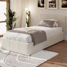 GFW Single Natural Fabric Ottoman Bed - Cream - Wilko - thumbnail 1