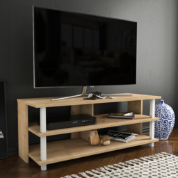 Decorotika Pueblo 4 Open Shelf White and Oak Wide TV Unit - Size: 47 x 120 x 45cm - Multi - Wilko - thumbnail 7