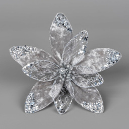 Shatchi Silver Poinsettia Flower 6 Pack - Size: 80 x 1.6 x 1.6cm - Wilko - thumbnail 3