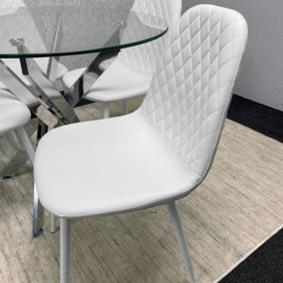Kosy Koala Maya Gem 4 Seater Round Glass Dining Set White - Multi - Wilko - thumbnail 3