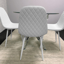 Kosy Koala Maya Gem 4 Seater Round Glass Dining Set White - Multi - Wilko - thumbnail 4