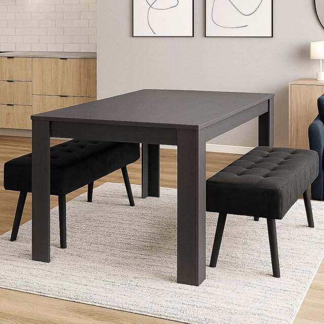 Portland 4 Seater Wooden Dining Bench Set Grey and Black - Multi - Wilko - image 1