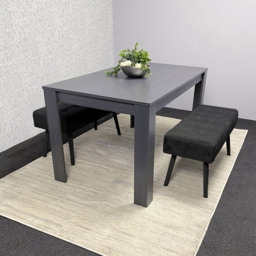 Portland 4 Seater Wooden Dining Bench Set Grey and Black - Multi - Wilko - thumbnail 5