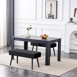 Portland 4 Seater Wooden Dining Bench Set Grey and Black - Multi - Wilko - thumbnail 6