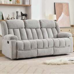 Artemis Home Lovell 3 Seater Light Grey Boucle Manual Recliner Sofa with Centre Console - Wilko - thumbnail 1