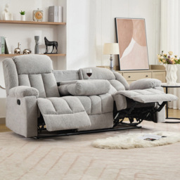 Artemis Home Lovell 3 Seater Light Grey Boucle Manual Recliner Sofa with Centre Console - Wilko - thumbnail 4