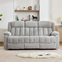 Artemis Home Lovell 3 Seater Light Grey Boucle Manual Recliner Sofa with Centre Console - Wilko - thumbnail 3
