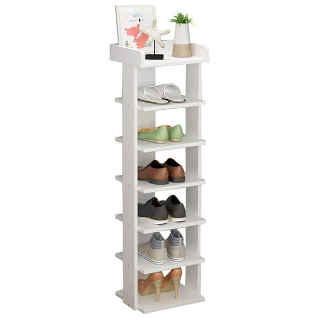Living and Home 7 Tier White Wooden Open Shoe Rack - Size: 25 x 27 x 104cm - Wilko - image 1