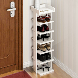 Living and Home 7 Tier White Wooden Open Shoe Rack - Size: 25 x 27 x 104cm - Wilko - thumbnail 6
