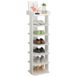 Living and Home 7 Tier White Wooden Open Shoe Rack - Size: 25 x 27 x 104cm - Wilko