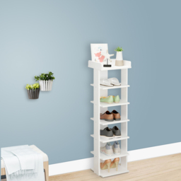 Living and Home 7 Tier White Wooden Open Shoe Rack - Size: 25 x 27 x 104cm - Wilko - thumbnail 7