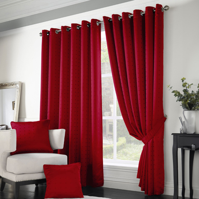 Alan Symonds Madison Red Ring Top Curtain 168 x 183cm - Size: W 168 x D 183cm - Wilko - image 1