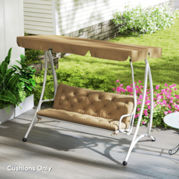 Outsunny 3 Seater Khaki Garden Bench Cushion with Ties 49 x 150cm - Size: 8 x 98 x 150cm - Cream - Wilko - thumbnail 3